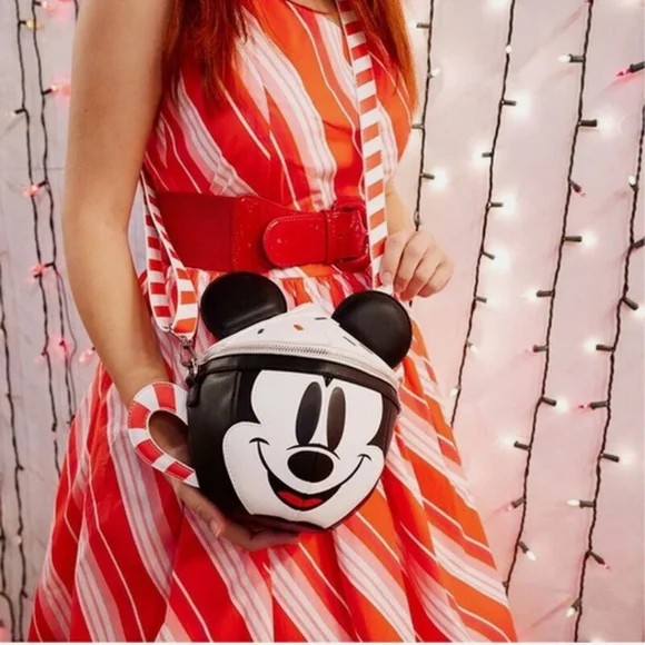 New Loungefly Disney Mickey Mouse Hot Cocoa Cup Mug Crossbody Bag - Picture 7 of 11